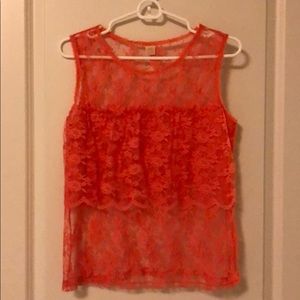 Anthropologie peach lace tank